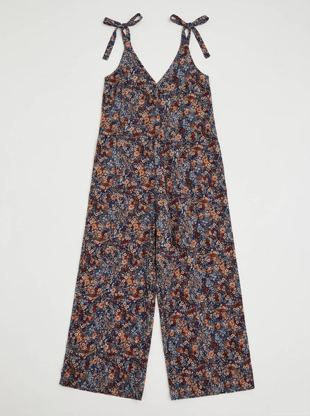 Floral Jumpsuit with Knotted Straps @1028_CbNoeudFleurs: White