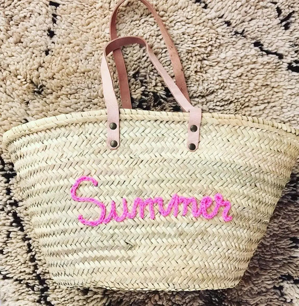 Customized basket, beach bag, Straw Bag Handmade: Brown
