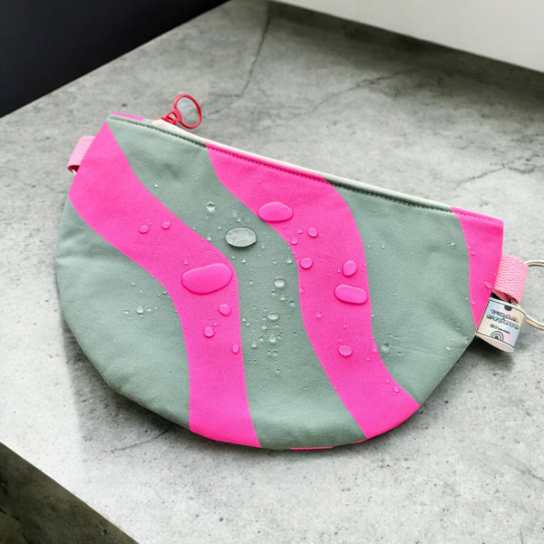 Handprinted on waxed canvas crossbody bag