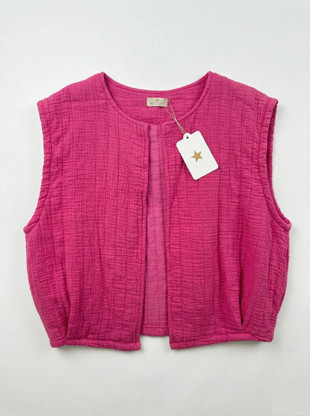 Quilted Vest with Pockets @4804_GiMPoches: Blanc