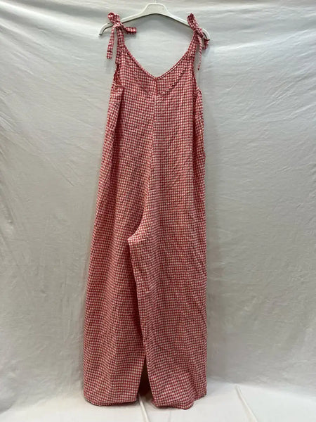 Gingham Cotton Jumpsuit @2307_CbVichy: Fuchsia