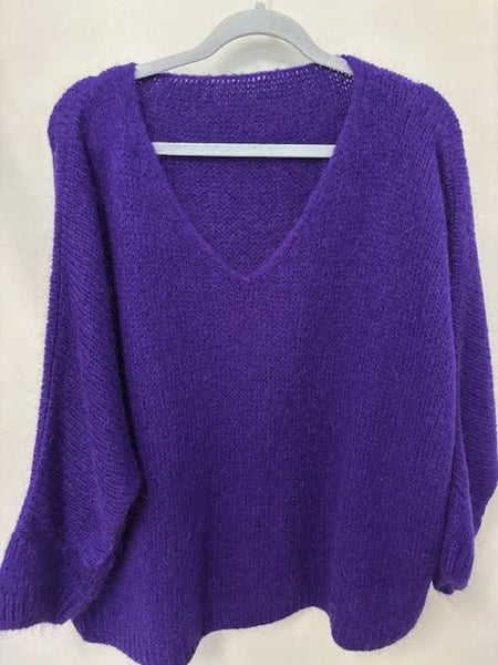 Italian One Size Mohair blend deep purple jumper