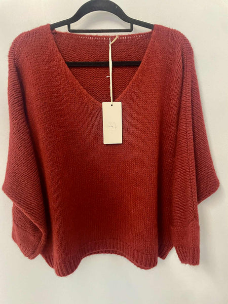 Italian One Size Mohair blend Deep Rust jumper