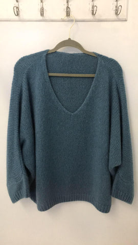 Italian One Size Mohair blend denim jumper