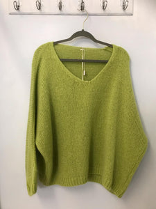 Italian One Size Mohair blend Dirty lime jumper