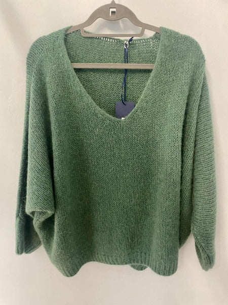 Italian One Size Mohair blend Duck egg green jumper