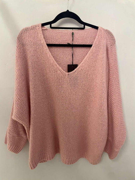 Italian One Size Mohair blend dusky pink jumper