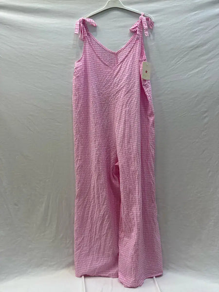 Gingham Cotton Jumpsuit @2307_CbVichy: Fuchsia