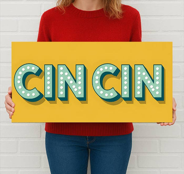 Cin Cin Retro Metal Sign – Italian Cheers Kitchen Wall Decor: 12x6inch