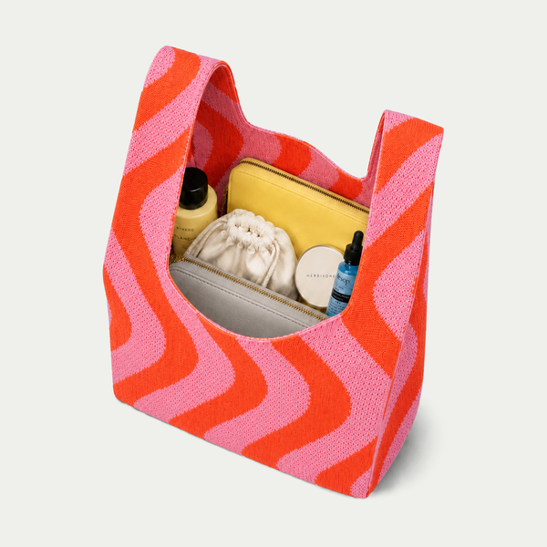 Sunset Swirl - Knitted Bag: Pink and orange / Medium