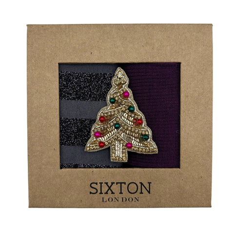 Purple Barcelona & Berlin sock box duo with Kitsch Tree