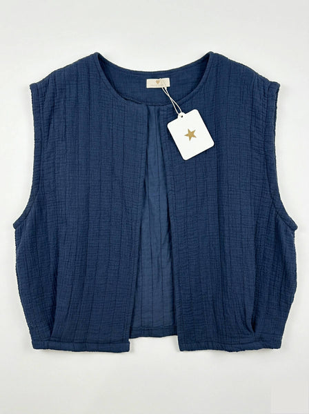 Quilted Vest with Pockets @4804_GiMPoches: Blanc
