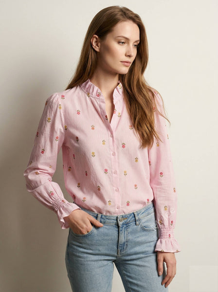 Striped floral print shirt @69388_ChRPaquerette: Rose bonbon