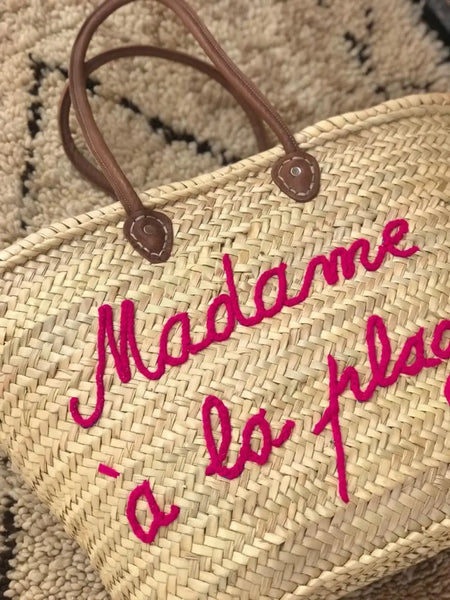 Customized basket, beach bag, Straw Bag Handmade: Brown