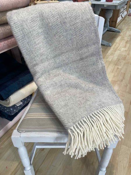 Tweedmill Silver Grey Herringbone Blanket Throw