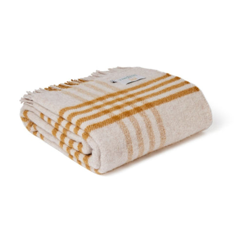 Tweedmill Large size HEX mustard Wool Blanket Throw
