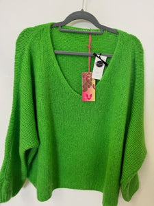 Italian One Size Mohair blend Kermit green jumper