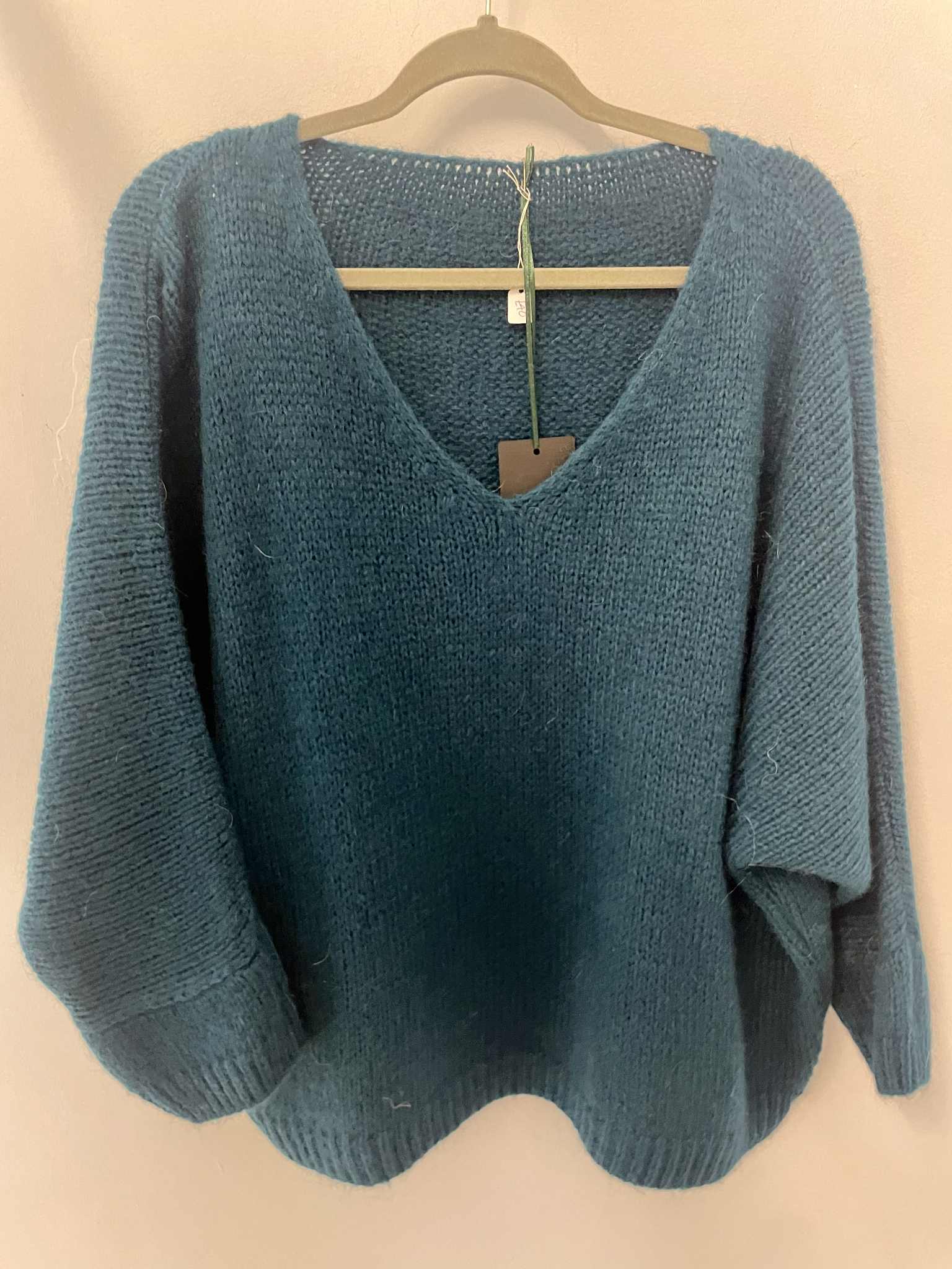 Italian One Size Mohair blend Kingfisher blue jumper