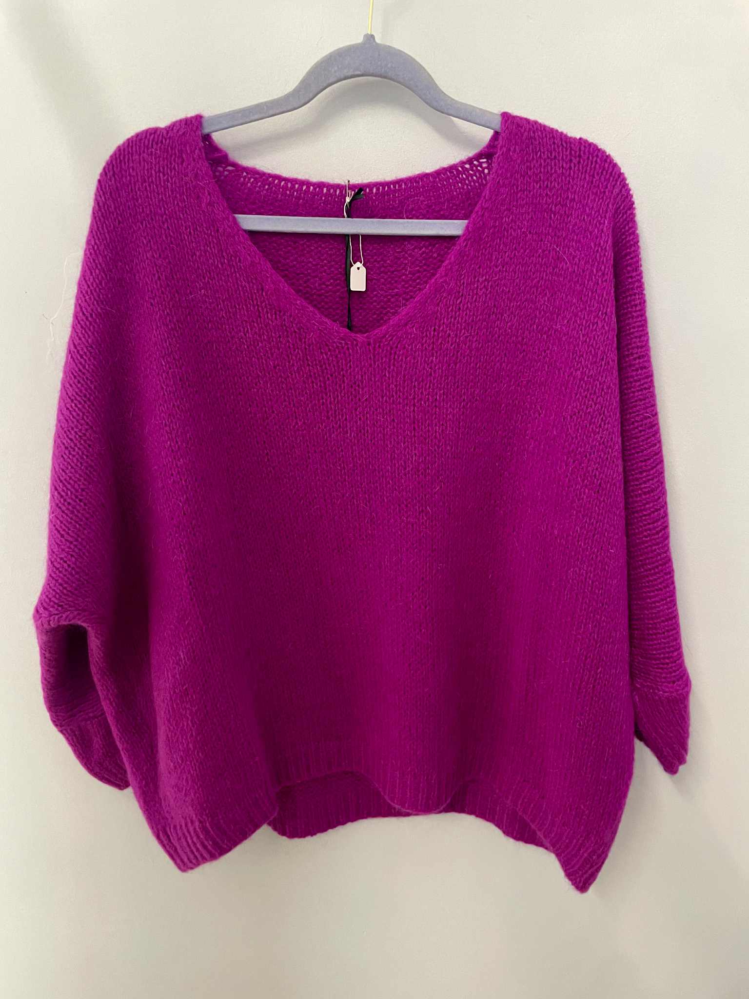 Italian One Size Mohair blend magenta pink jumper