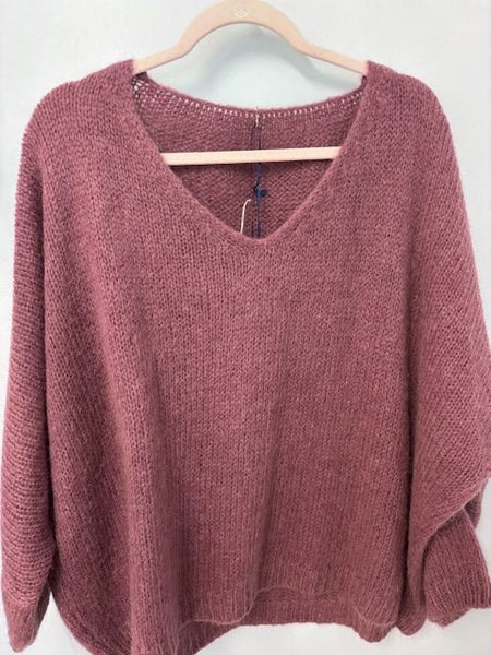 Italian One Size Mohair blend mauve jumper