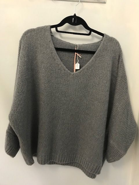 Italian One Size Mohair blend new mid grey jumper