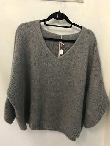 Italian One Size Mohair blend new mid grey jumper