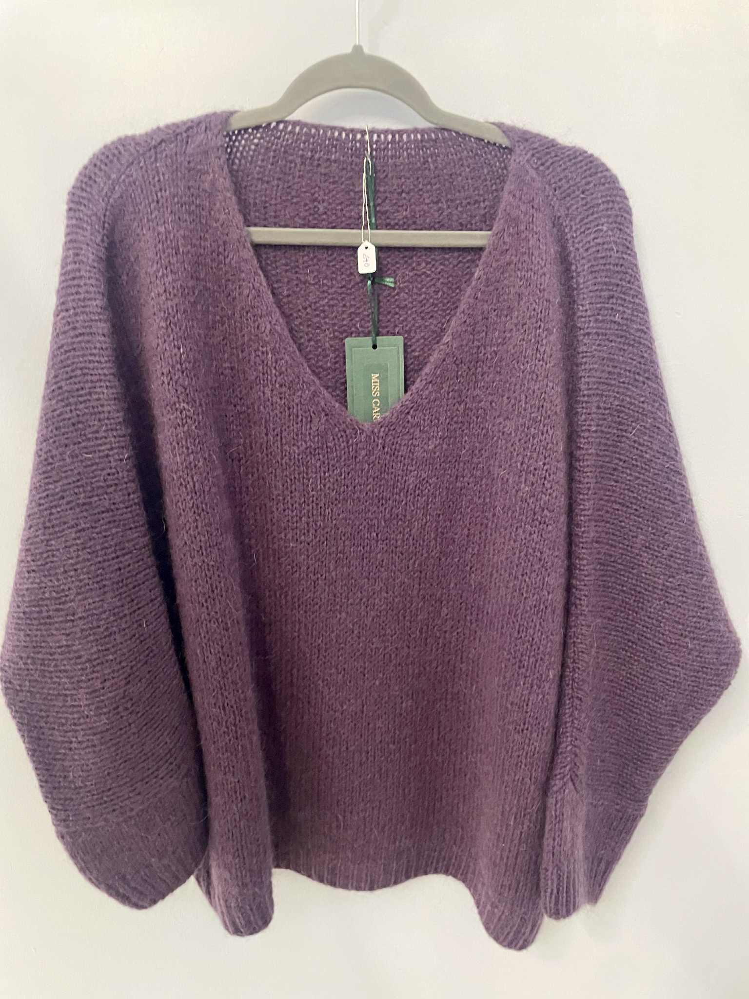 Italian One Size Mohair blend midnight purple jumper