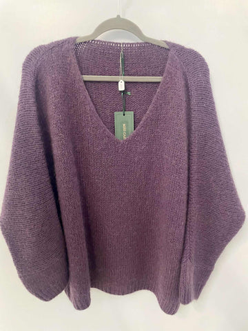 Italian One Size Mohair blend midnight purple jumper