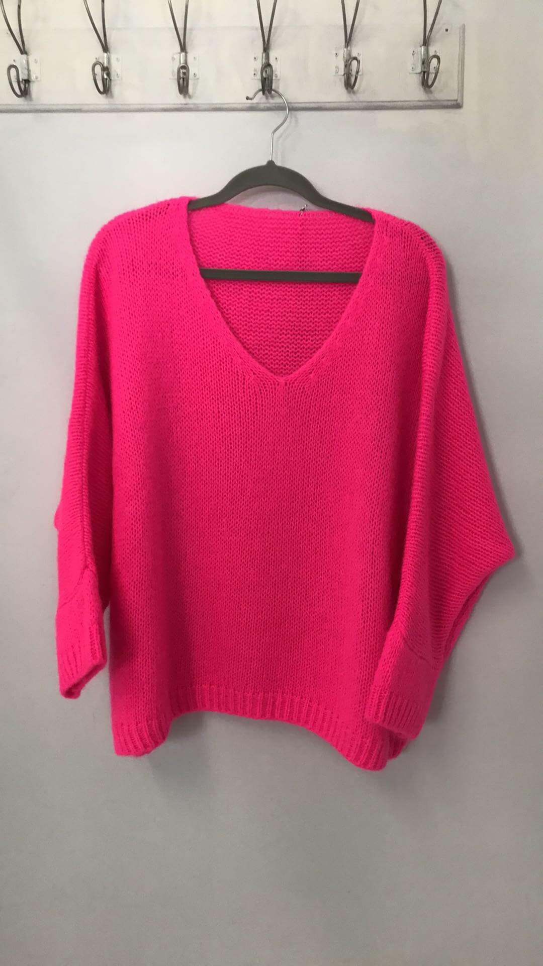 Italian One Size Mohair blend Neon pink jumper