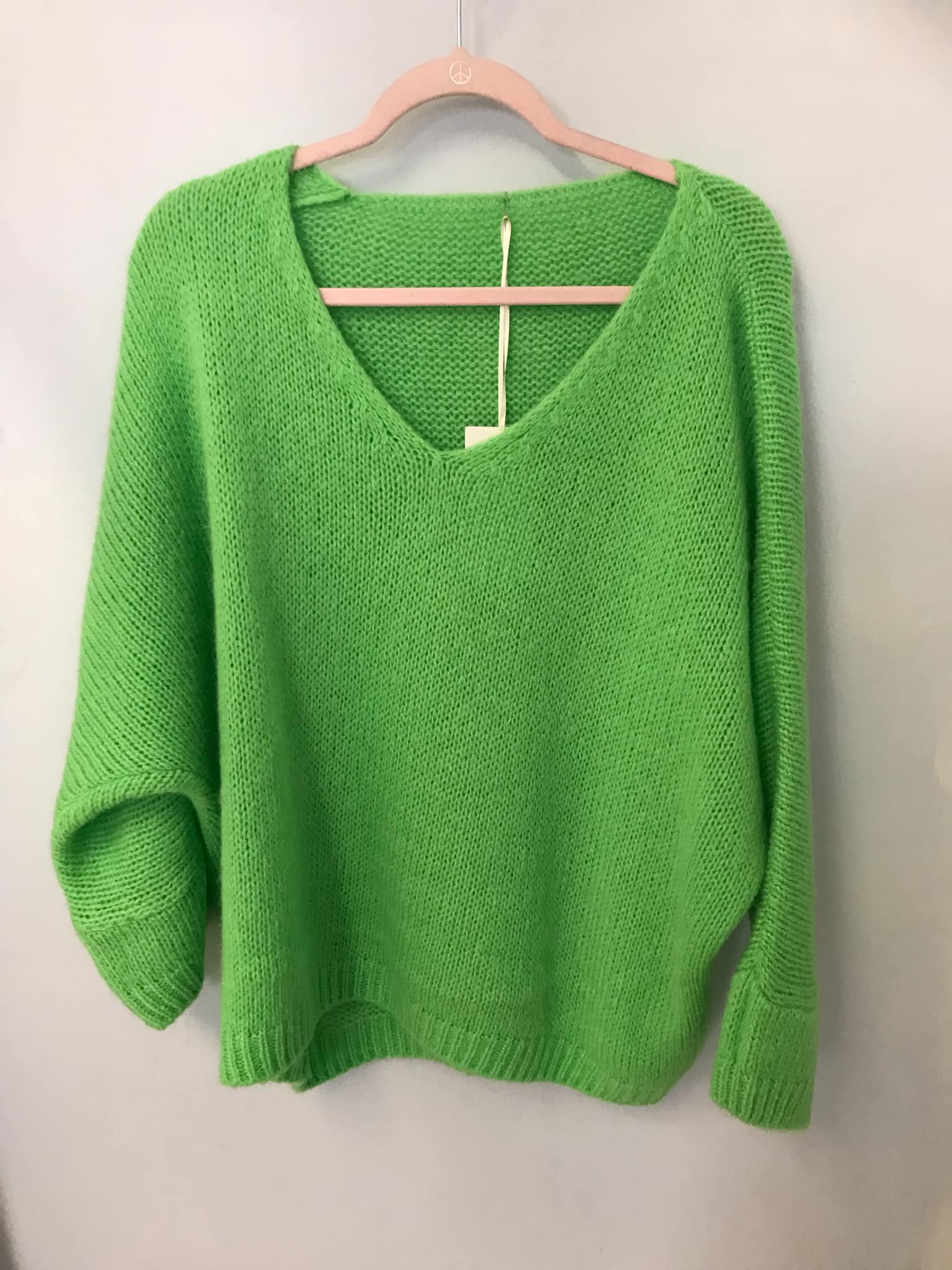 Italian One Size Mohair blend New green jumper