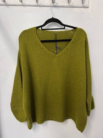 Italian One Size Mohair blend Olive jumper
