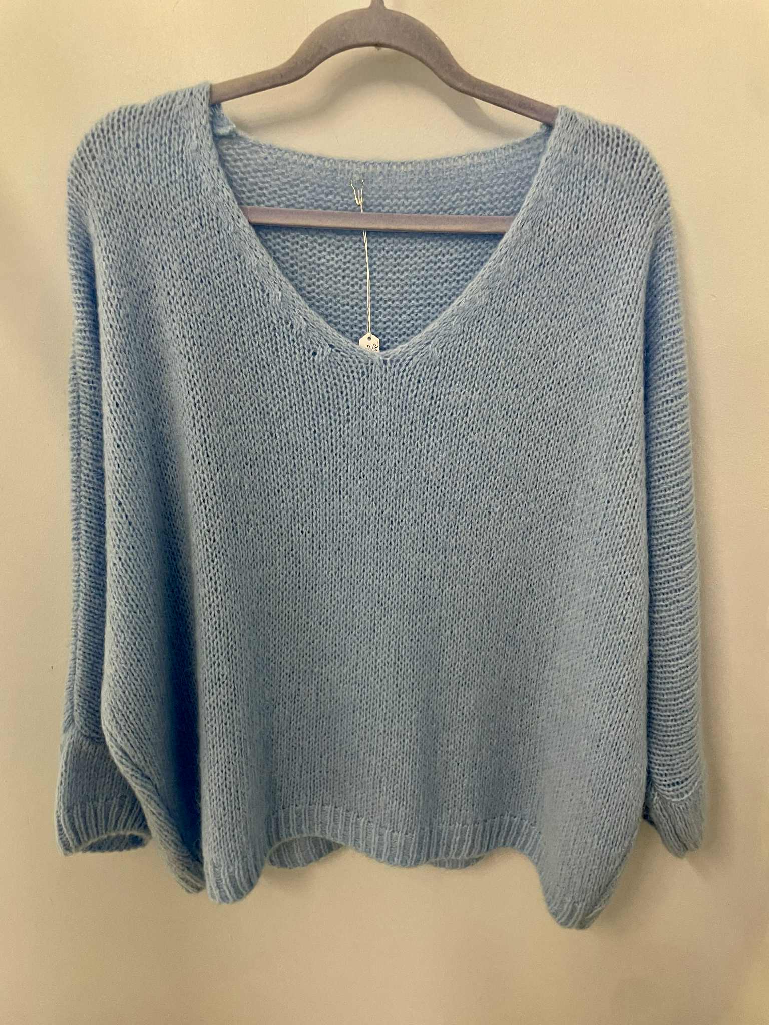 Italian One Size Mohair blend pale blue jumper