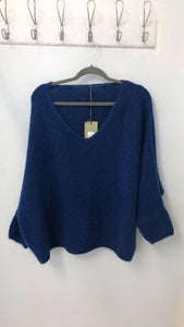 Italian One Size Mohair blend deep royal blue jumper