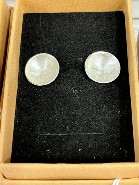 Handmade Cornish sterling silver domed studs with brushed finish