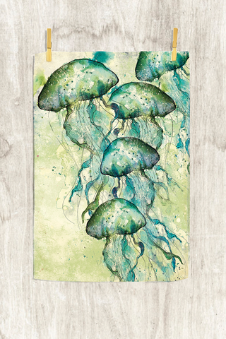 New Jellyfish tea towel made in the South West