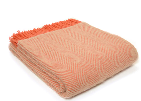 Tweedmill Flamingo Herringbone Wool Blanket Throw