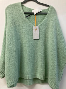 Italian One Size Mohair blend pale green jumper