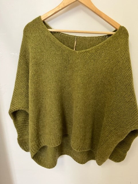 Italian One Size Mohair blend Army green jumper