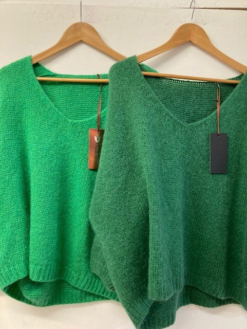 Italian One Size Mohair Emerald green jumper