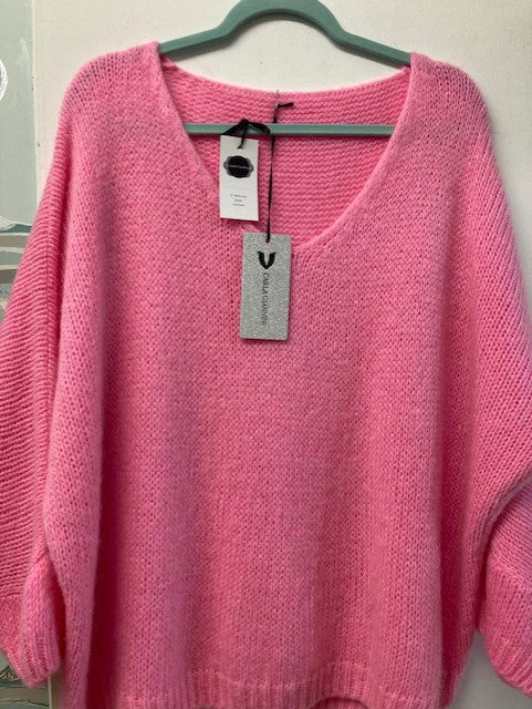 Italian One Size Mohair blend candy pink jumper