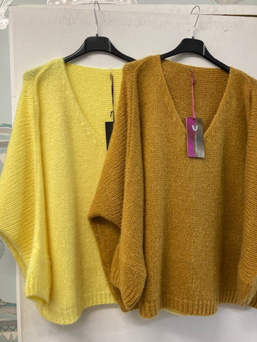 Italian One Size Mohair blend mustard jumper
