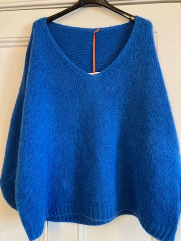 Italian One Size Mohair blend Cobalt blue jumper