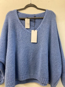 Italian One Size Mohair blend cornflower blue jumper