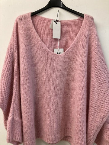 Italian One Size Mohair blend dusky pink jumper