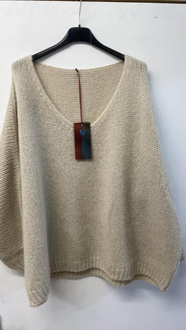 Italian One Size Mohair blend beige jumper