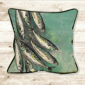 Handmade green mackerel shoal cushion