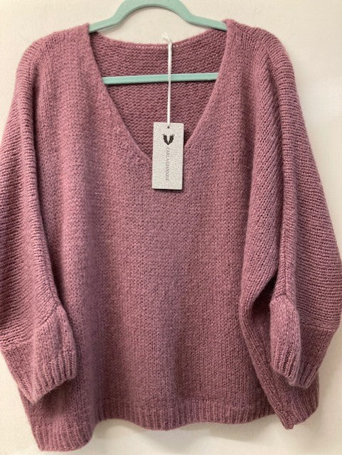 Italian One Size Mohair blend mauve jumper