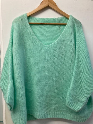 Italian One Size Mohair blend Mint jumper