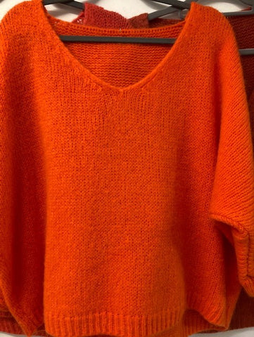Italian One Size Mohair blend Tango orange jumper