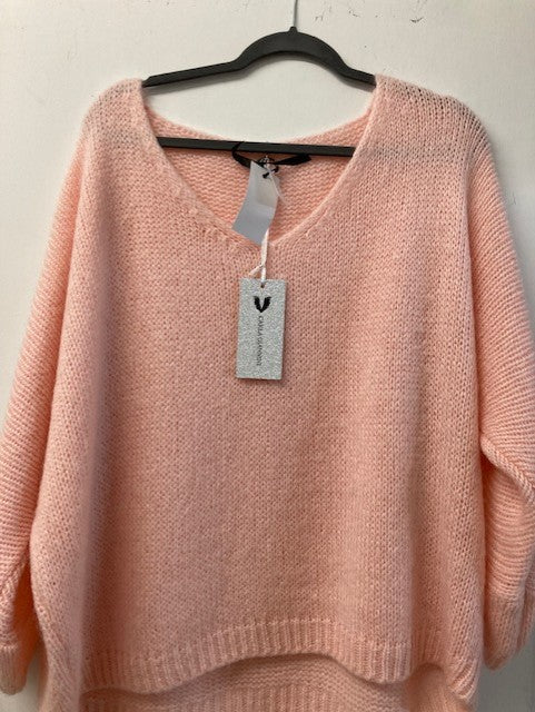 Italian One Size Mohair blend pale pink jumper